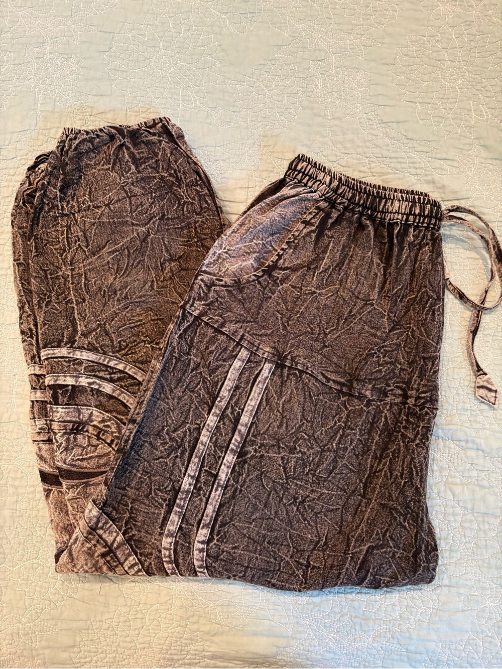 Women’s Black and Grey Drawstring Haram Pants
